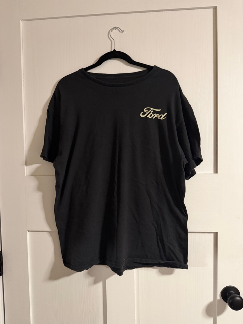 Ford Black Short Sleeve Tee with Cream Script Logo